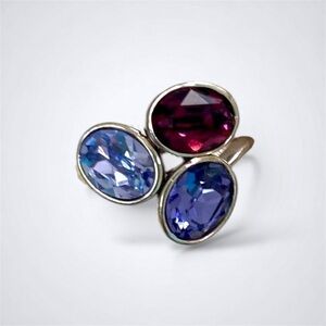 Amethyst Tanzanite Lavender Haze Gemstone Oval Cluster Sterling Silver Ring